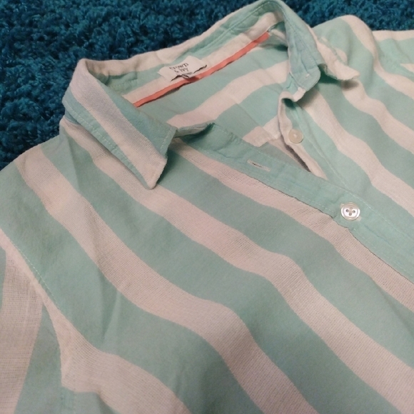 Green and White Longed Sleeve Button Down - Picture 6 of 8